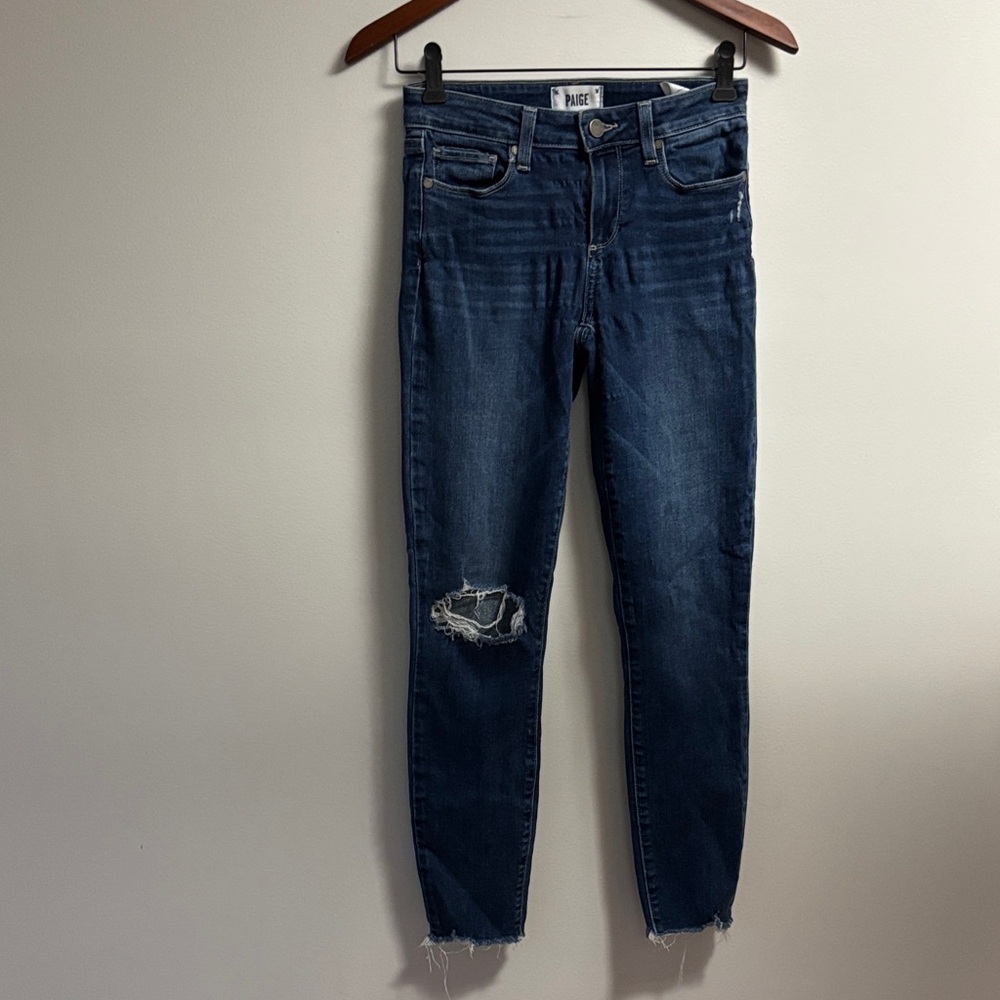 Paige Verdugo Ankle sz 25 skinny Blue Ripped Ankle Jeans
